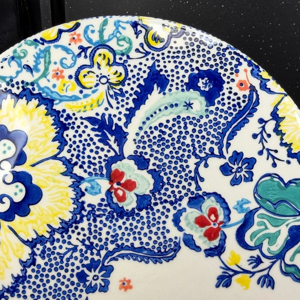 Anthropologie Jardin Fleuri Stoneware Cheese Board Floral Paisley ServingPlatter